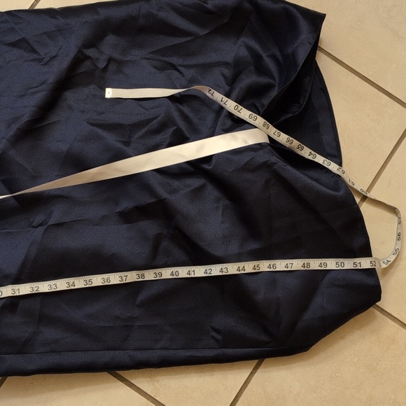 NWT Alfred Sung Satin Fit Flare Maxi Dress Gown Shoulder Bows Midnight Navy 16 - Picture 10 of 11